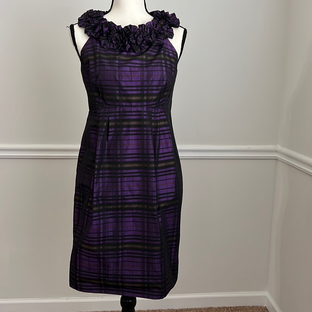 Taylor Purple and Black Plaid Dress